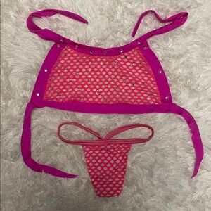 New pink neon two piece dancer outfit